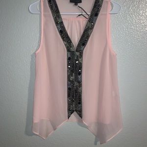 *NWOT* Blush Pink Embellished Tank Blouse